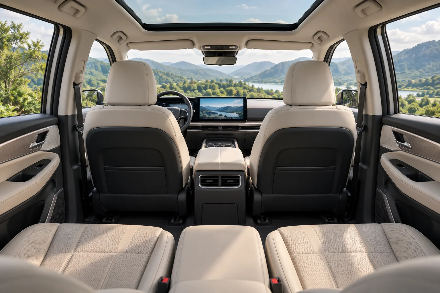 Không gian nội thất ba hàng ghế của Limo Green Đức Trọng