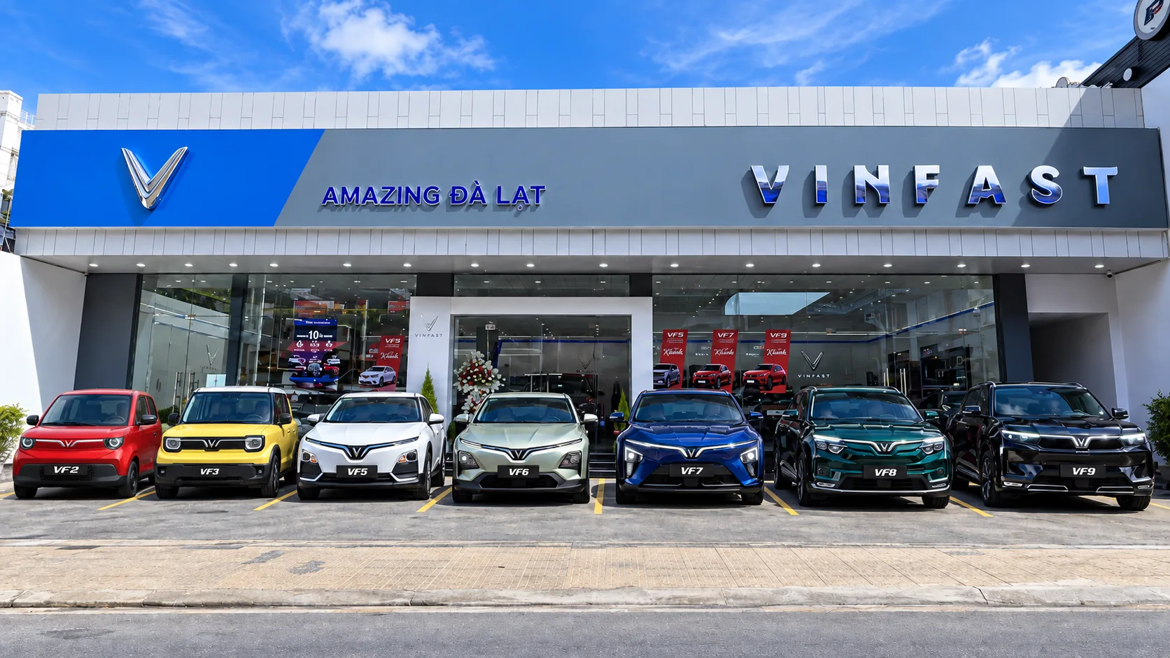 Mặt tiền showroom VinFast Amazing Đà Lạt tại 210 Nguyễn Công Trứ